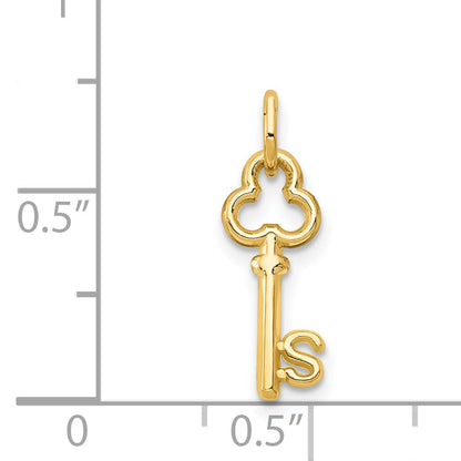14K Yellow Gold Key Letter S Initial Charm