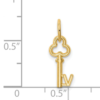 14K Yellow Gold Key Letter V Initial Charm