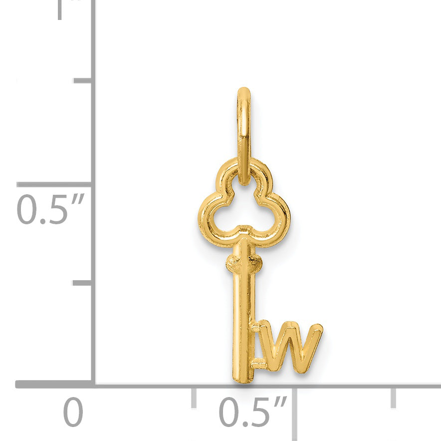 14K Yellow Gold Key Letter W Initial Charm