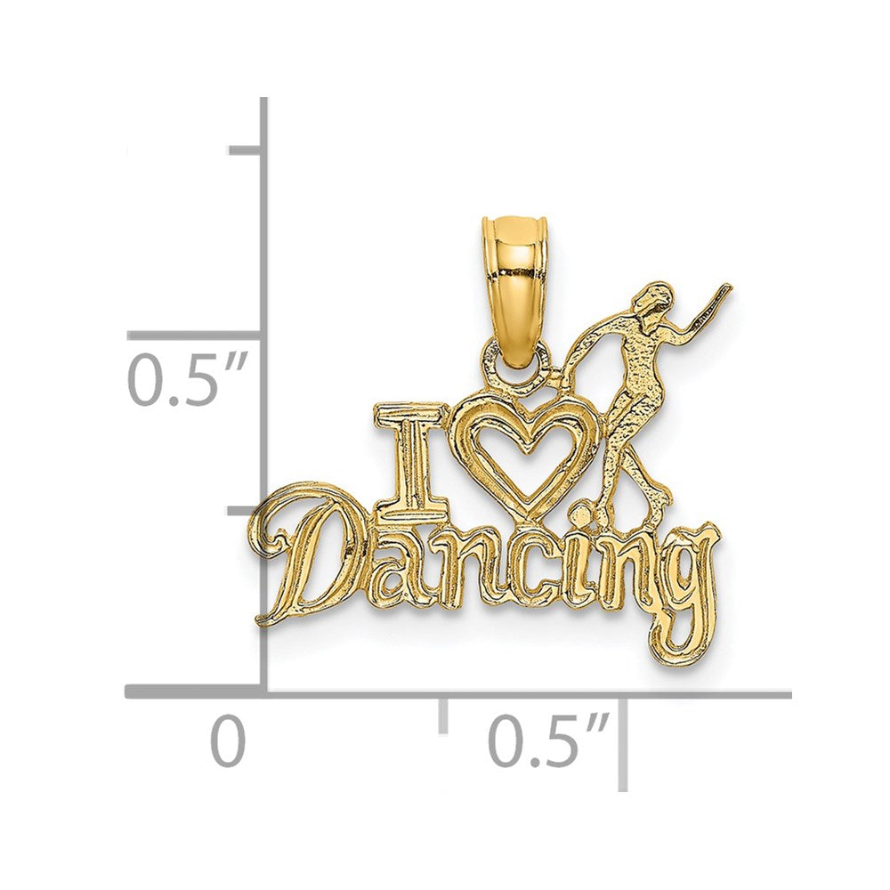 14K Yellow Gold I Heart Dancing W/Dancer Charm