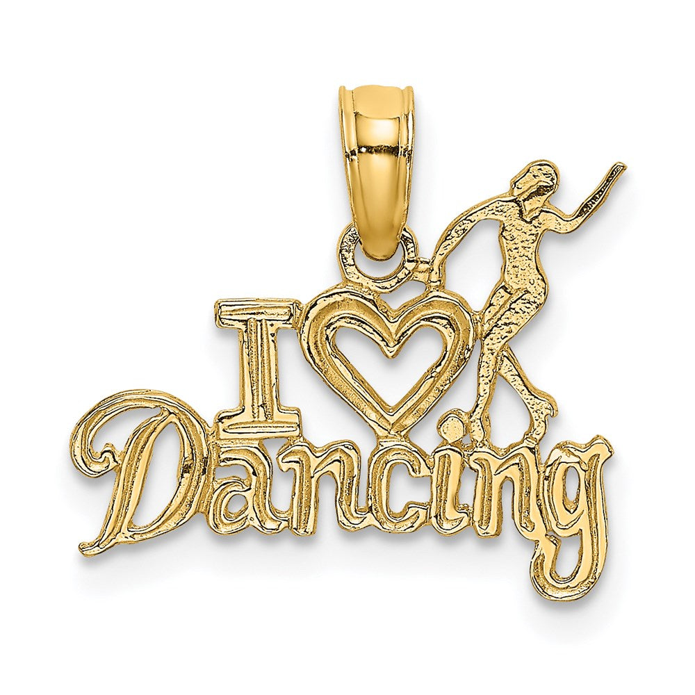 14K Yellow Gold I Heart Dancing W/Dancer Charm