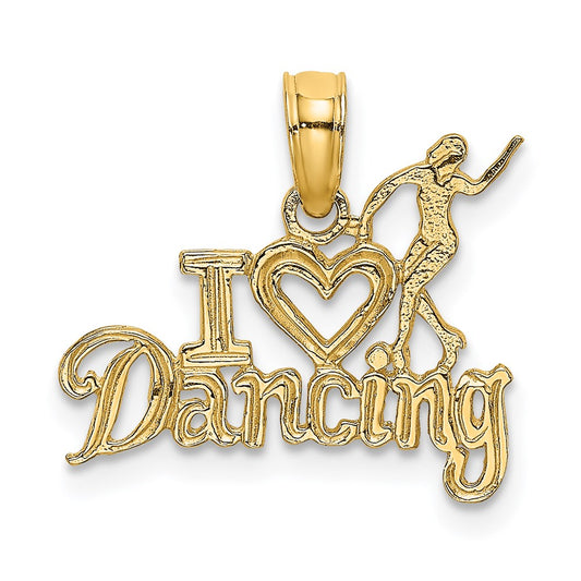 14K Yellow Gold I Heart Dancing W/Dancer Charm