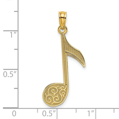 14K Yellow Gold Music Note Charm