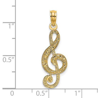 14K Yellow Gold Treble Clef Charm