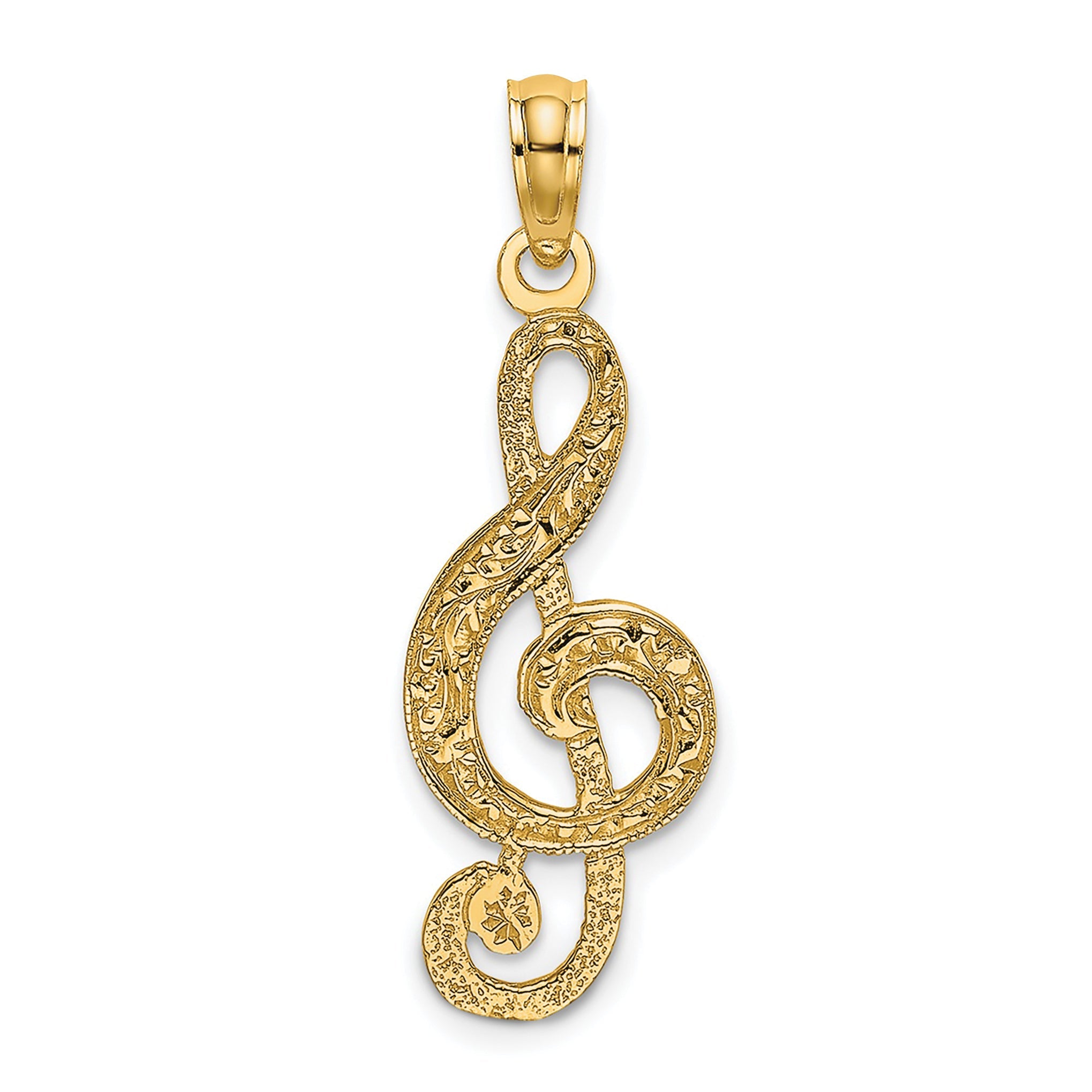 14K Yellow Gold Treble Clef Charm