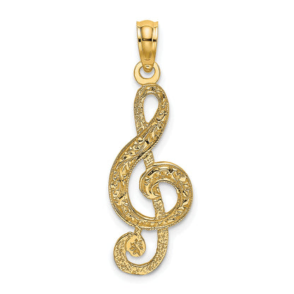 14K Yellow Gold Treble Clef Charm