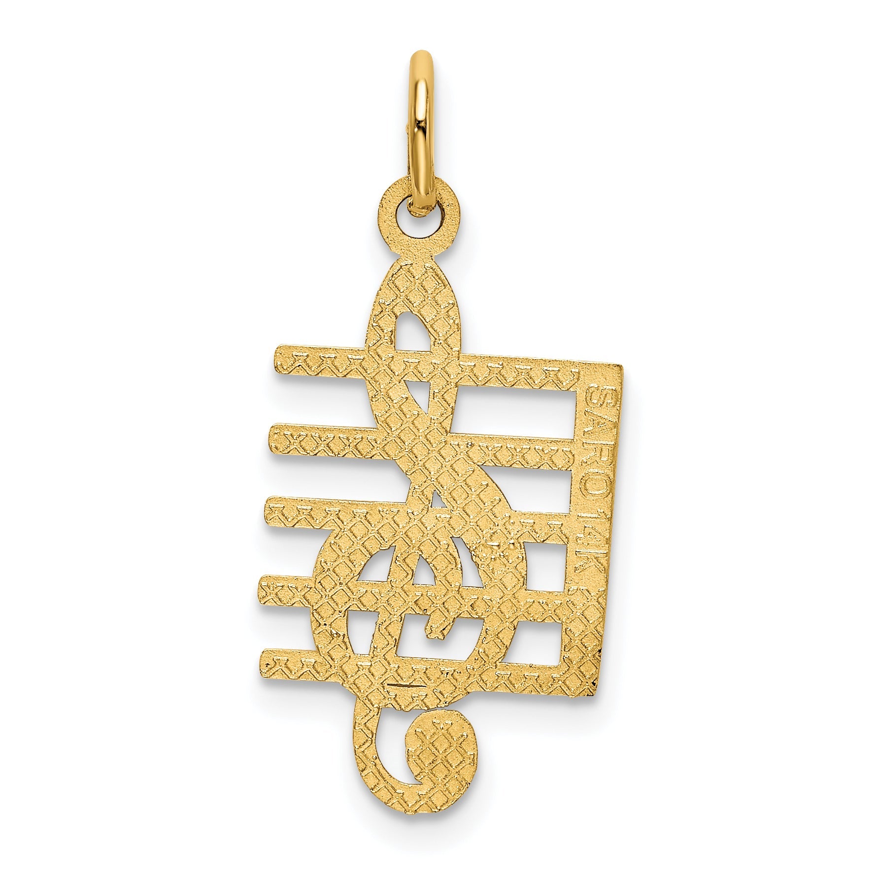 14K Yellow Gold Musical Staff Charm