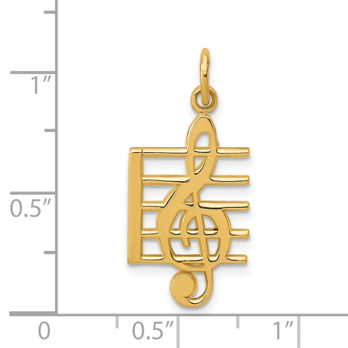 14K Yellow Gold Musical Staff Charm