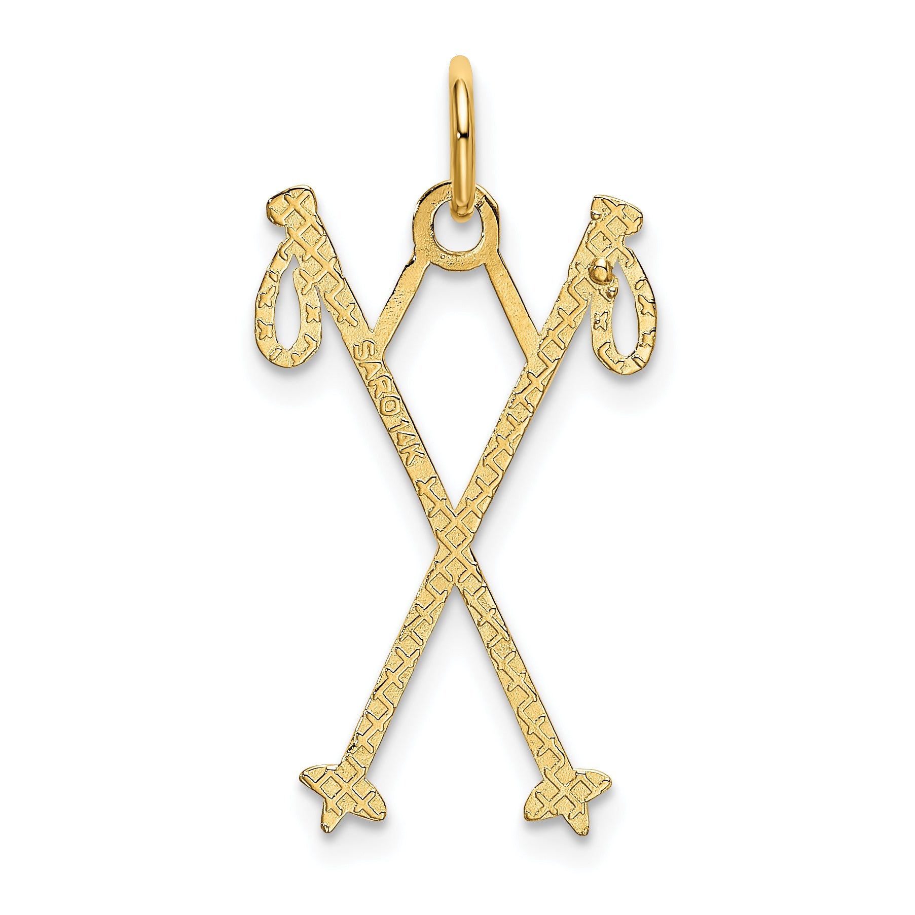 14K Yellow Gold Ski Poles Charm