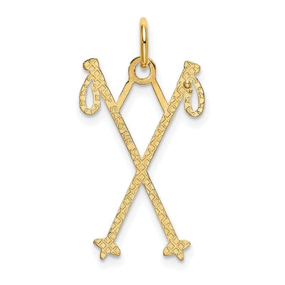 14K Yellow Gold Ski Poles Charm