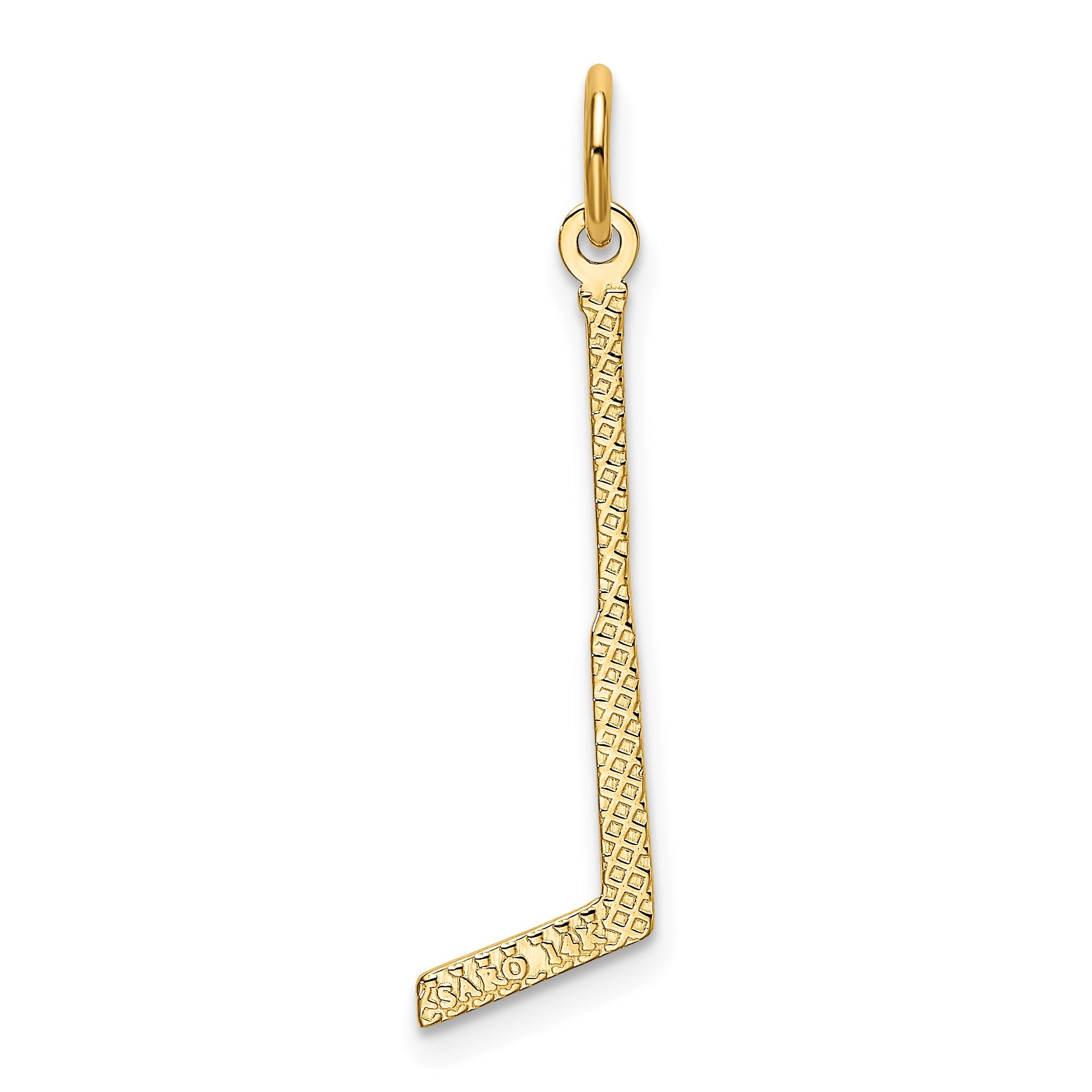 14K Yellow Gold Goalie Stick Charm