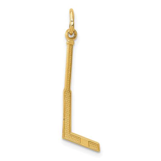 14K Yellow Gold Goalie Stick Charm