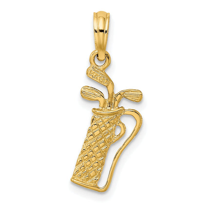 14K Yellow Gold Golf Bag W/ Clubs Charm