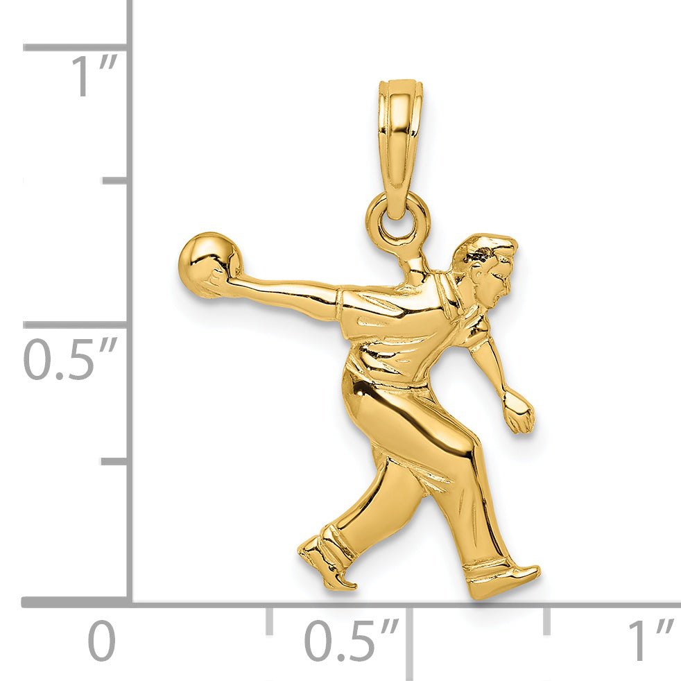14K Yellow Gold Male Bowling Charm