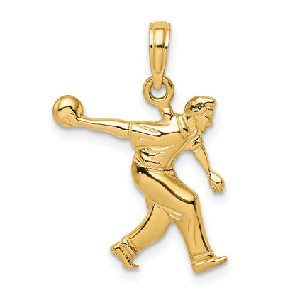 14K Yellow Gold Male Bowling Charm