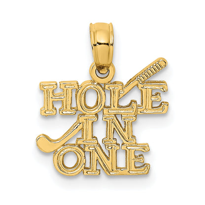 14K Yellow Gold Hole In One W/Golf Club Charm