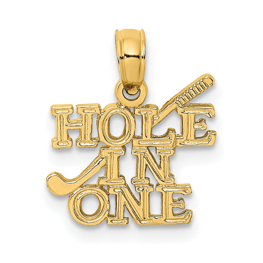 14K Yellow Gold Hole In One W/Golf Club Charm