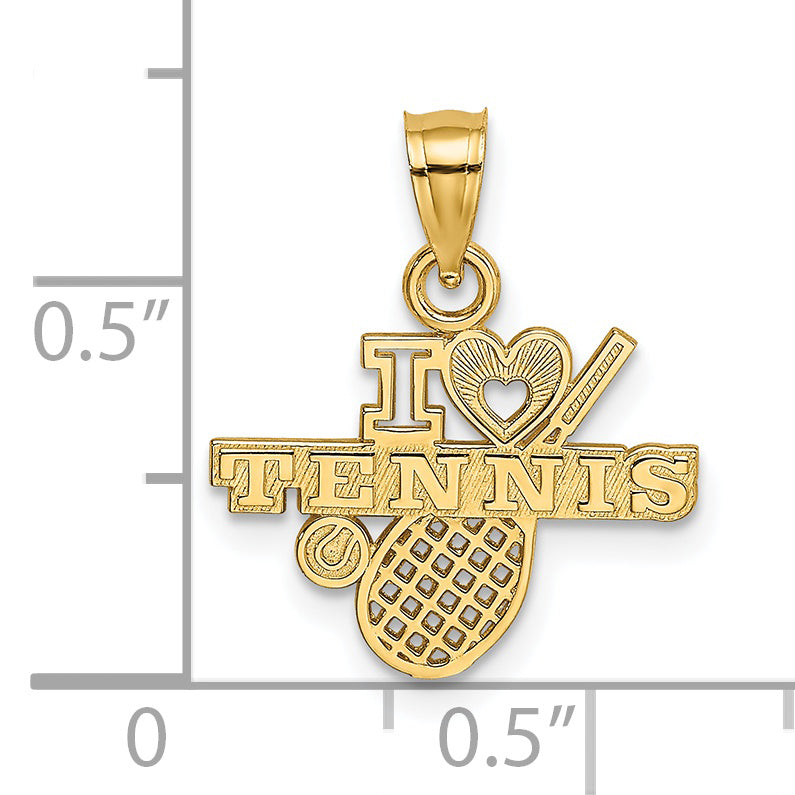 14K Yellow Gold I Heart Tennis Charm