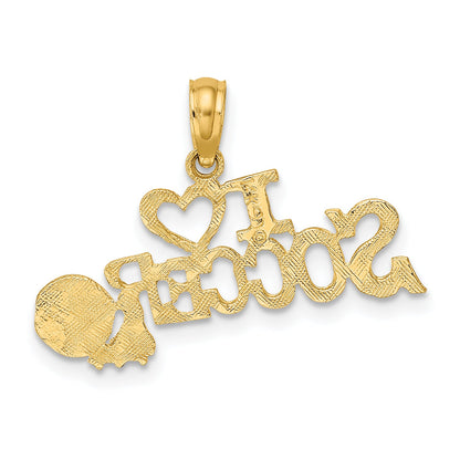 14K Yellow Gold I Heart Soccer W/Ball Charm