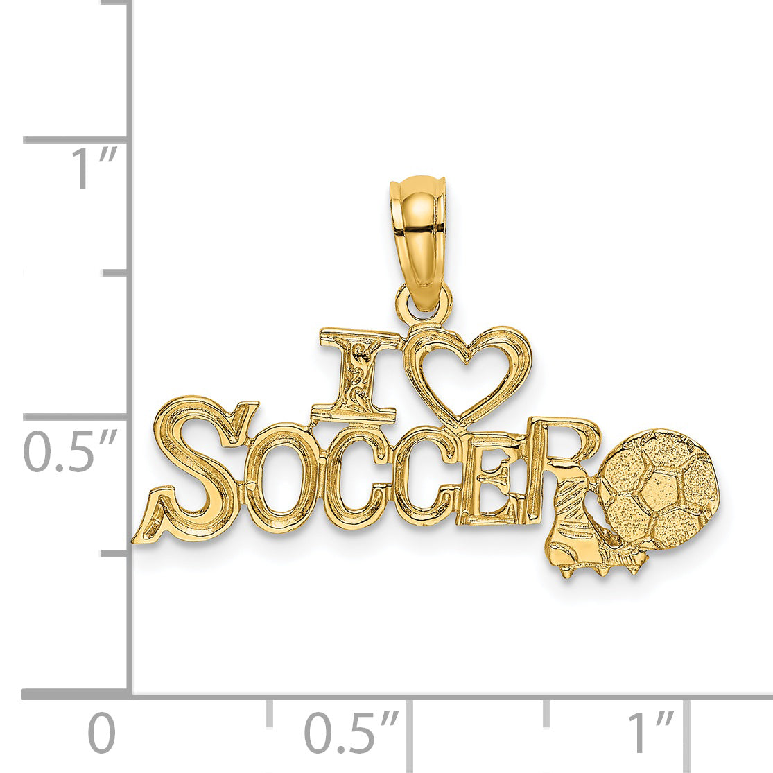14K Yellow Gold I Heart Soccer W/Ball Charm
