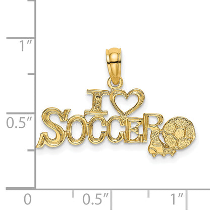 14K Yellow Gold I Heart Soccer W/Ball Charm