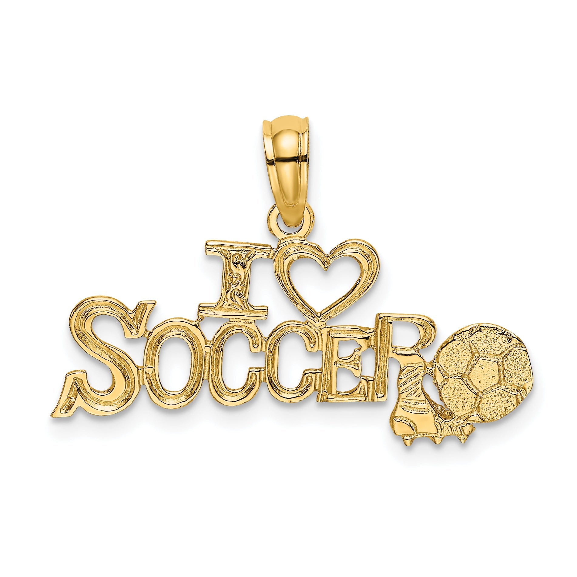 14K Yellow Gold I Heart Soccer W/Ball Charm