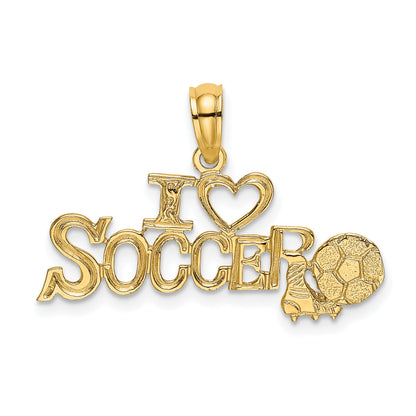 14K Yellow Gold I Heart Soccer W/Ball Charm