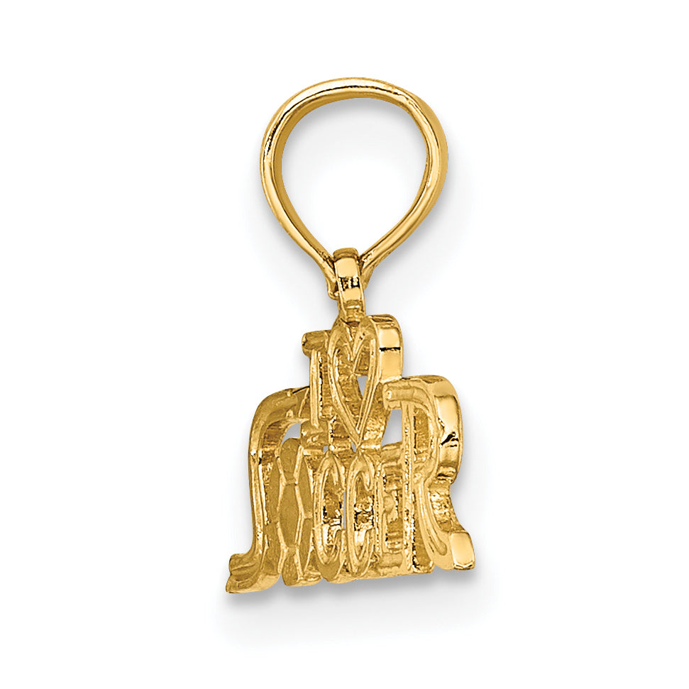 14K Yellow Gold I Heart Soccer Charm