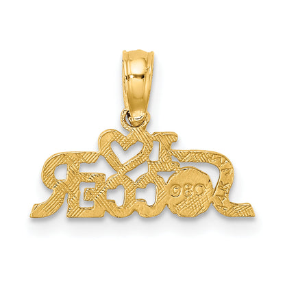 14K Yellow Gold I Heart Soccer Charm