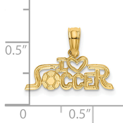 14K Yellow Gold I Heart Soccer Charm