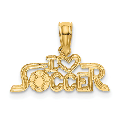 14K Yellow Gold I Heart Soccer Charm