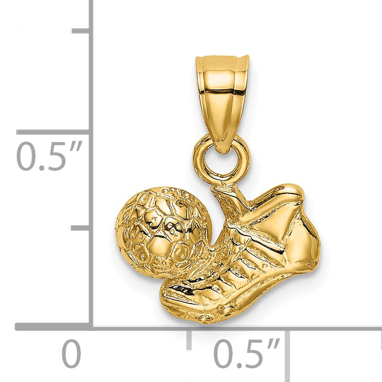 14K Yellow Gold Soccer Ball W/Shoe Charm
