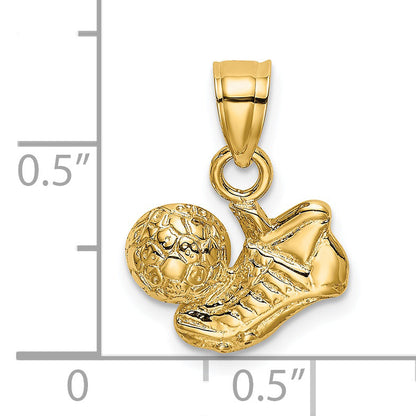 14K Yellow Gold Soccer Ball W/Shoe Charm