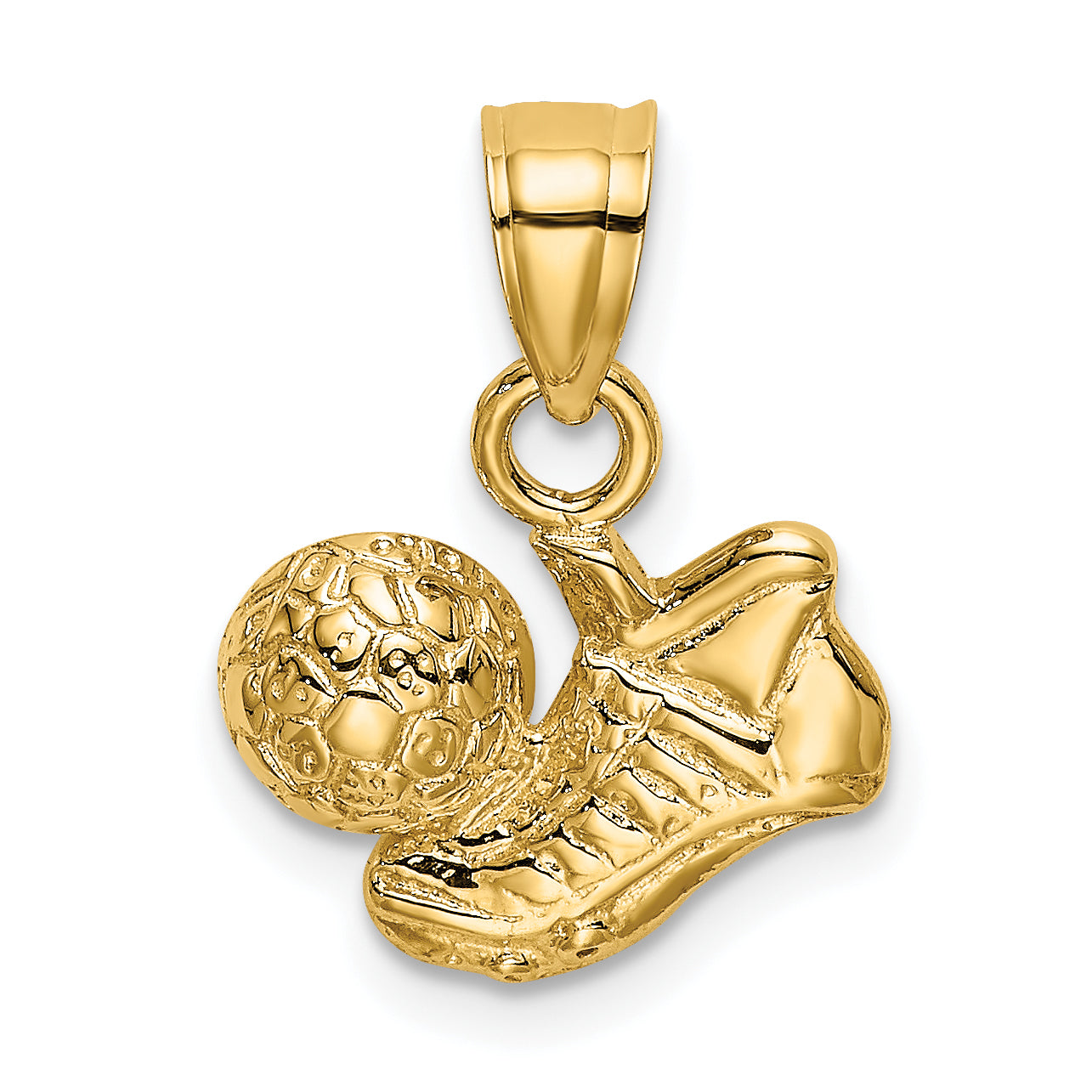 14K Yellow Gold Soccer Ball W/Shoe Charm