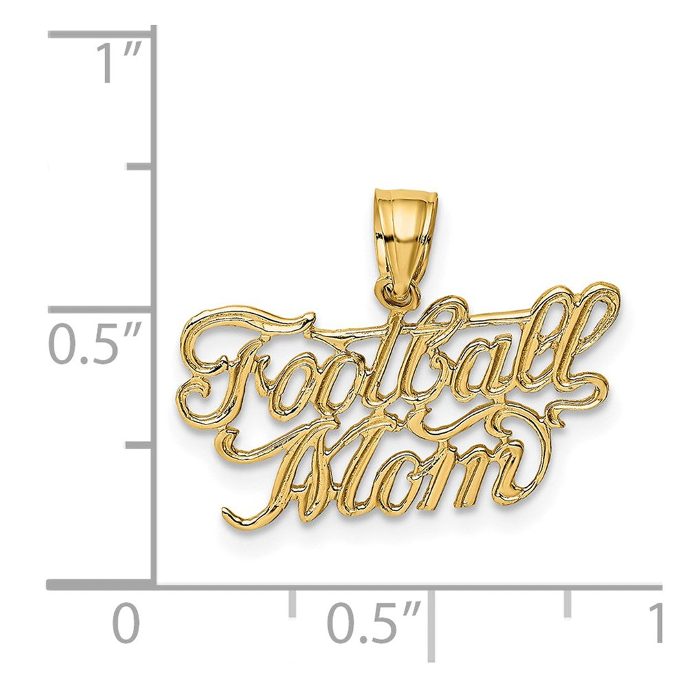 14K Yellow Gold Football Mom Charm