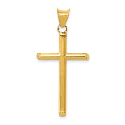 14K Yellow Gold 3-D Polished Hollow Cross Pendant