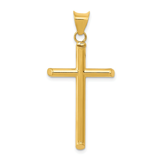 14K Yellow Gold 3-D Polished Hollow Cross Pendant