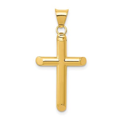 14K Yellow Gold 3-D Polished Hollow Cross Pendant