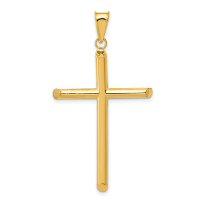 14K Yellow Gold 3-D Polished Hollow Cross Pendant
