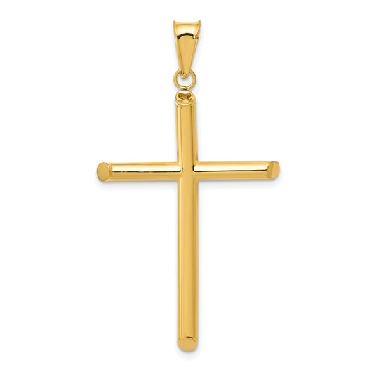 14K Yellow Gold 3-D Polished Hollow Cross Pendant