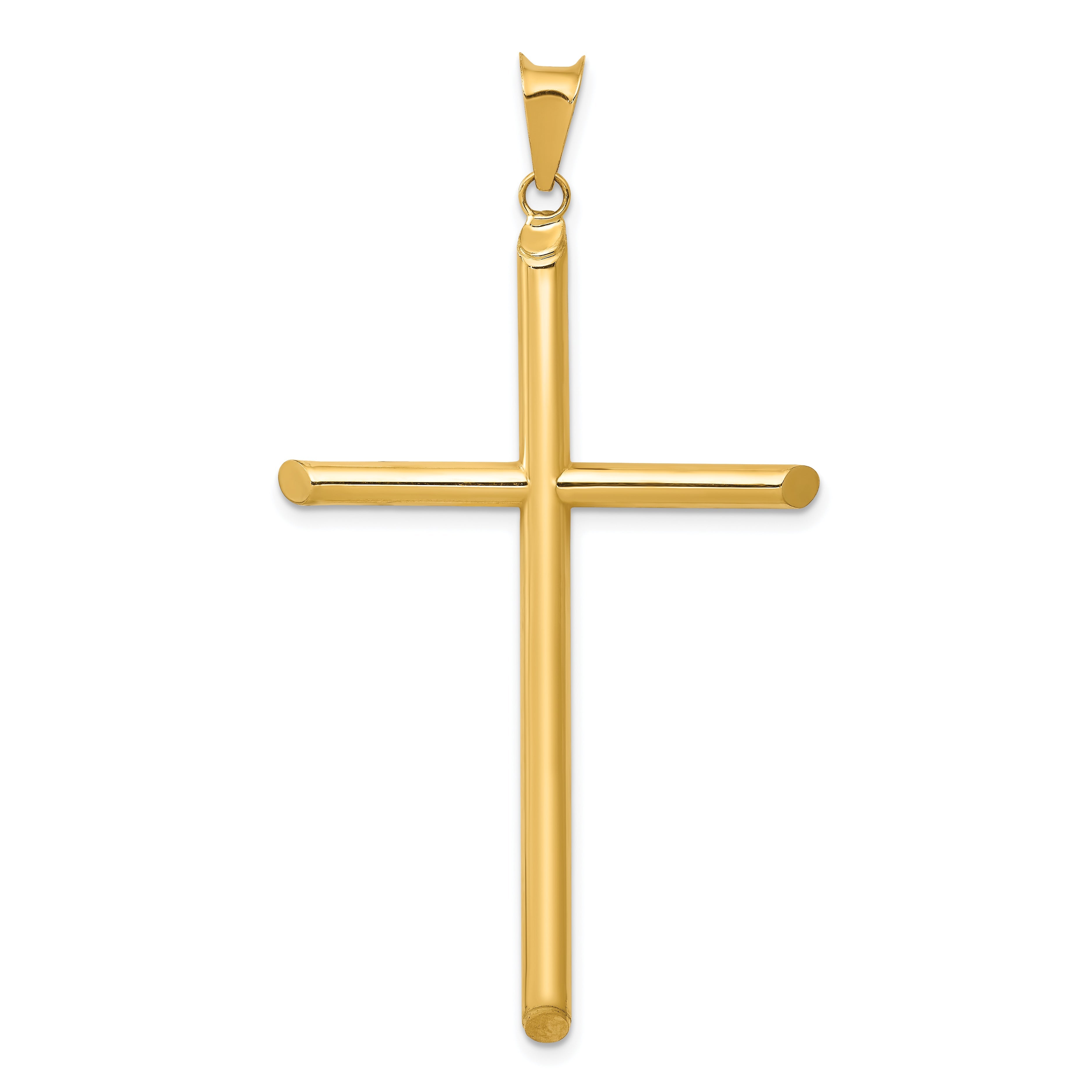 14K Yellow Gold 3-D Polished Hollow Cross Pendant