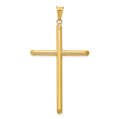 14K Yellow Gold 3-D Polished Hollow Cross Pendant