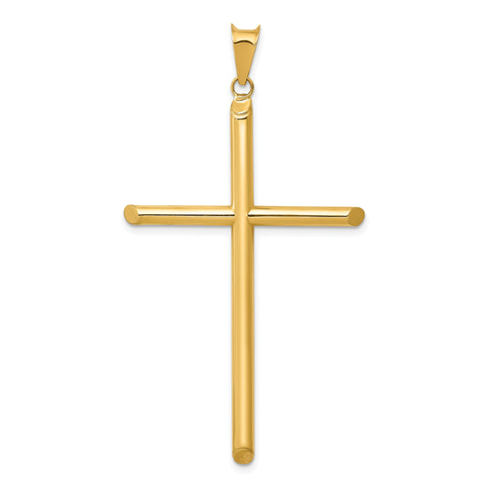 14K Yellow Gold 3-D Polished Hollow Cross Pendant