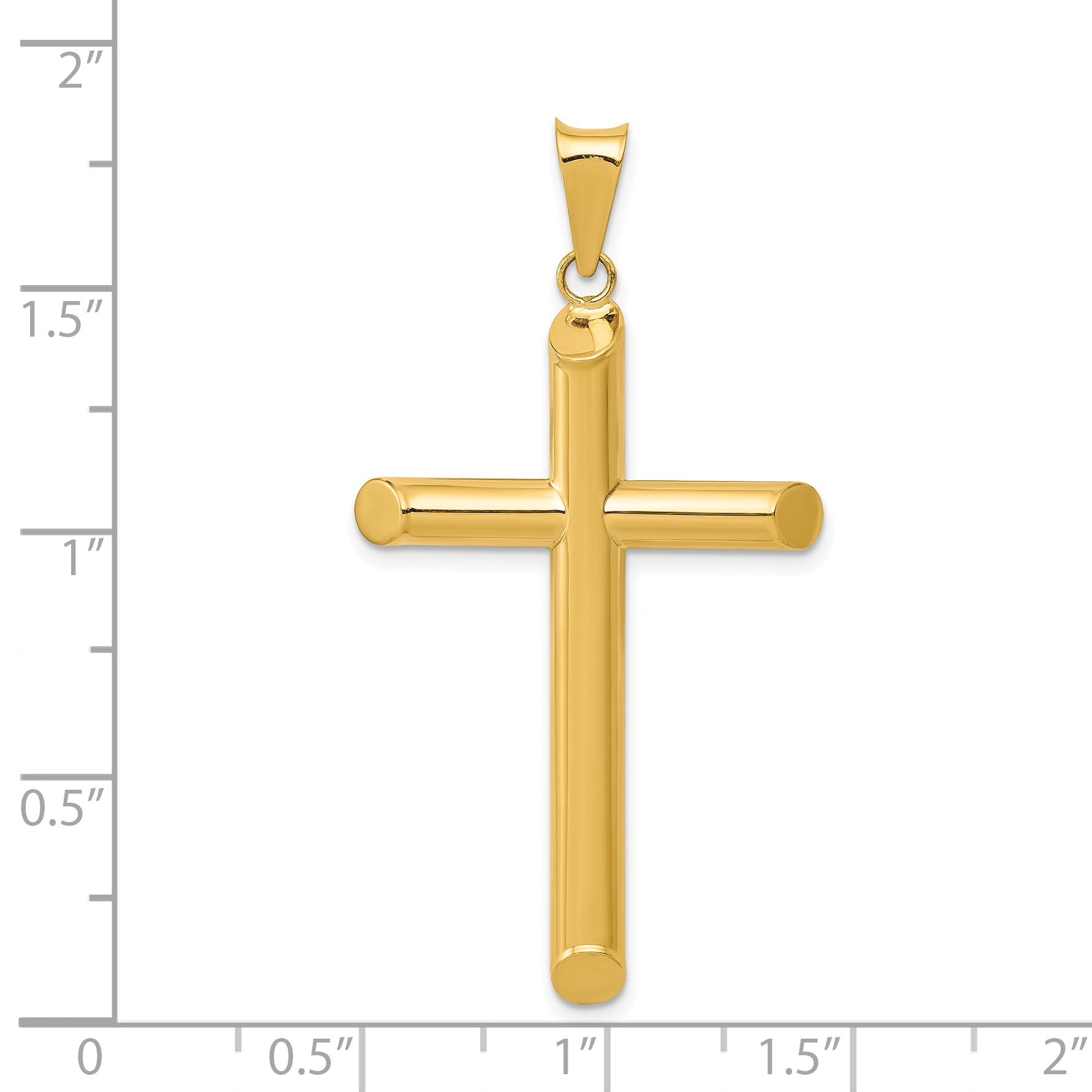 14K Yellow Gold 3-D Polished Hollow Cross Pendant