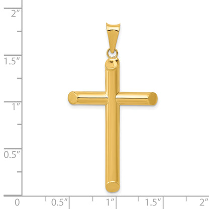 14K Yellow Gold 3-D Polished Hollow Cross Pendant