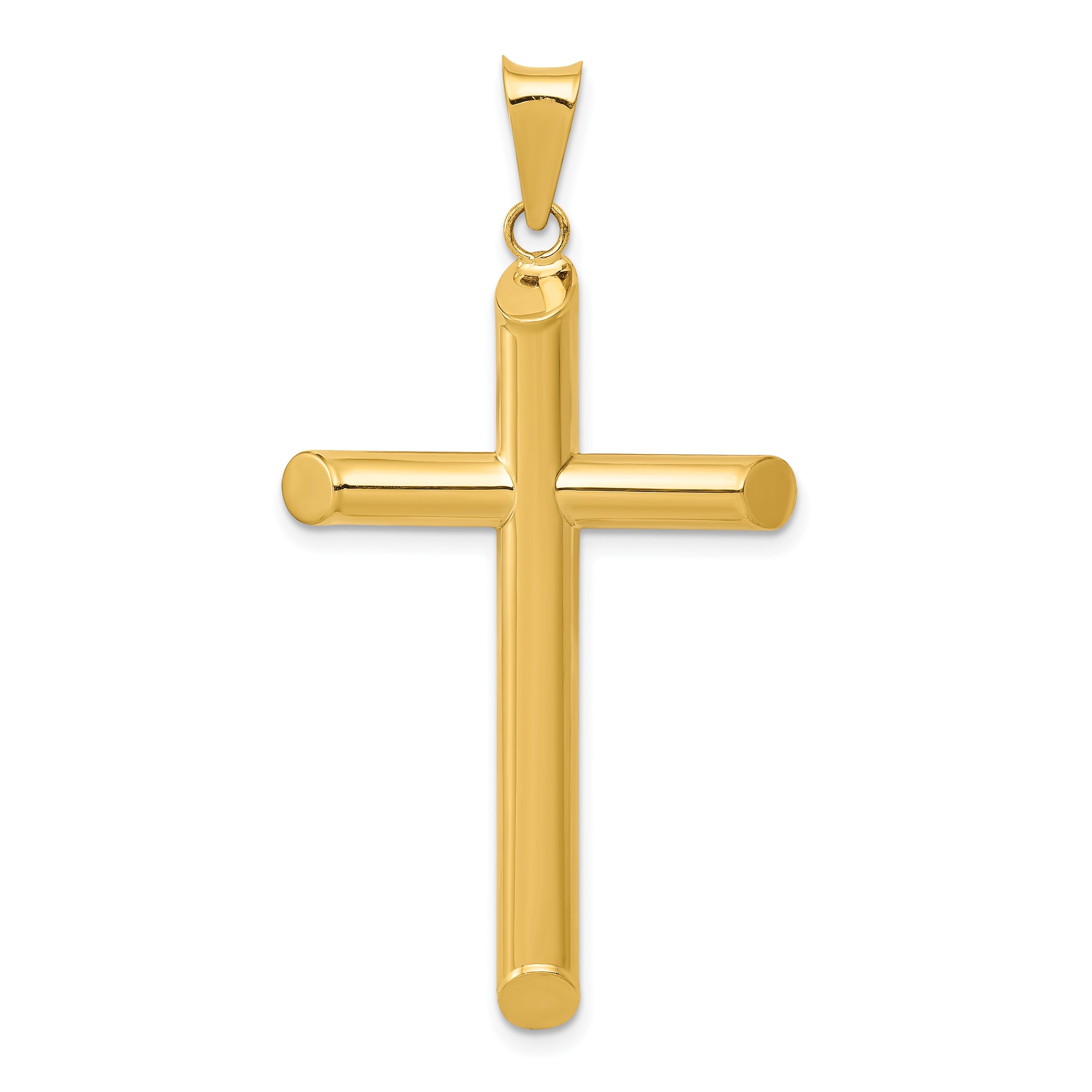 14K Yellow Gold 3-D Polished Hollow Cross Pendant