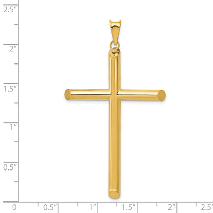 14K Yellow Gold 3-D Polished Hollow Cross Pendant