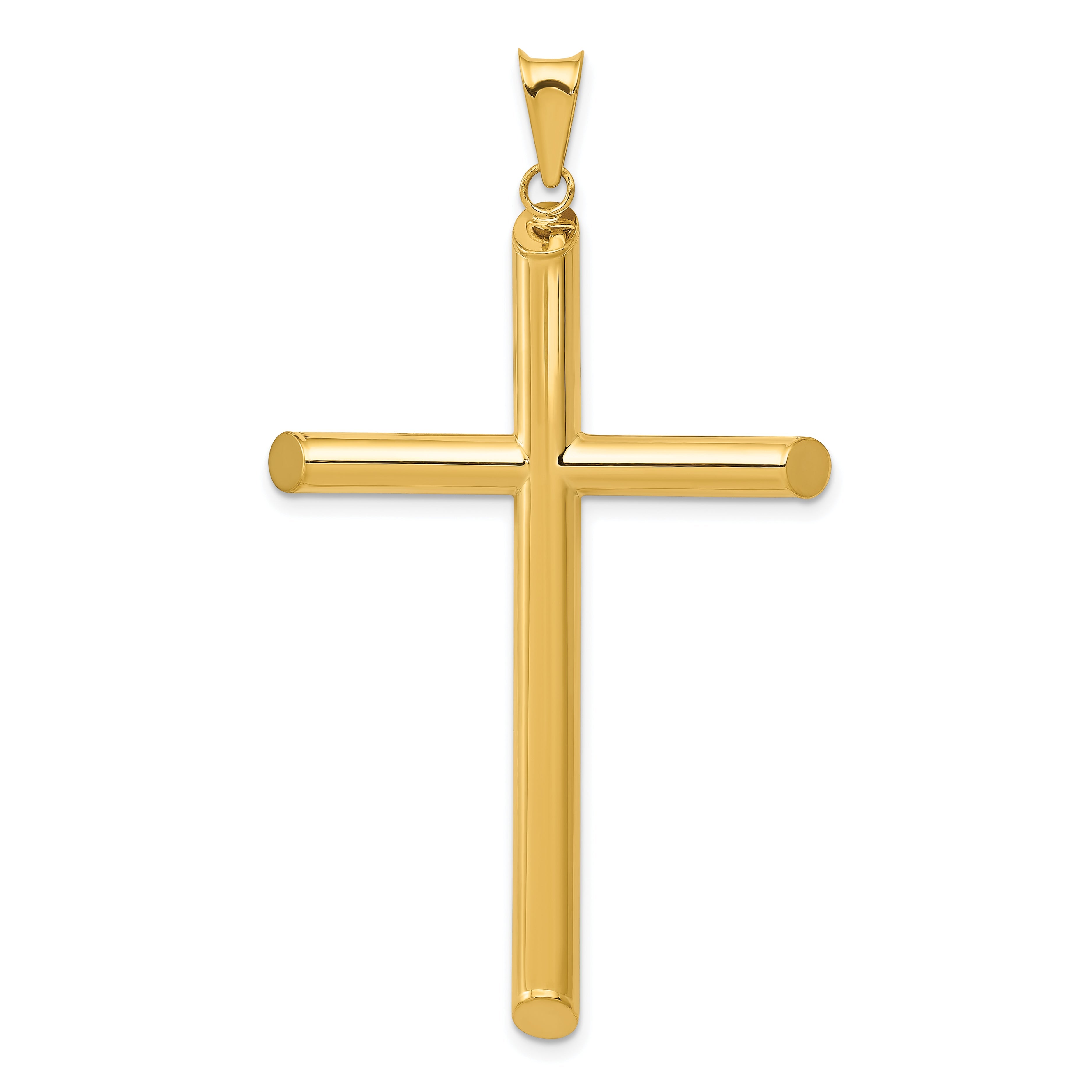 14K Yellow Gold 3-D Polished Hollow Cross Pendant