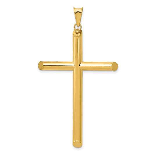 14K Yellow Gold 3-D Polished Hollow Cross Pendant