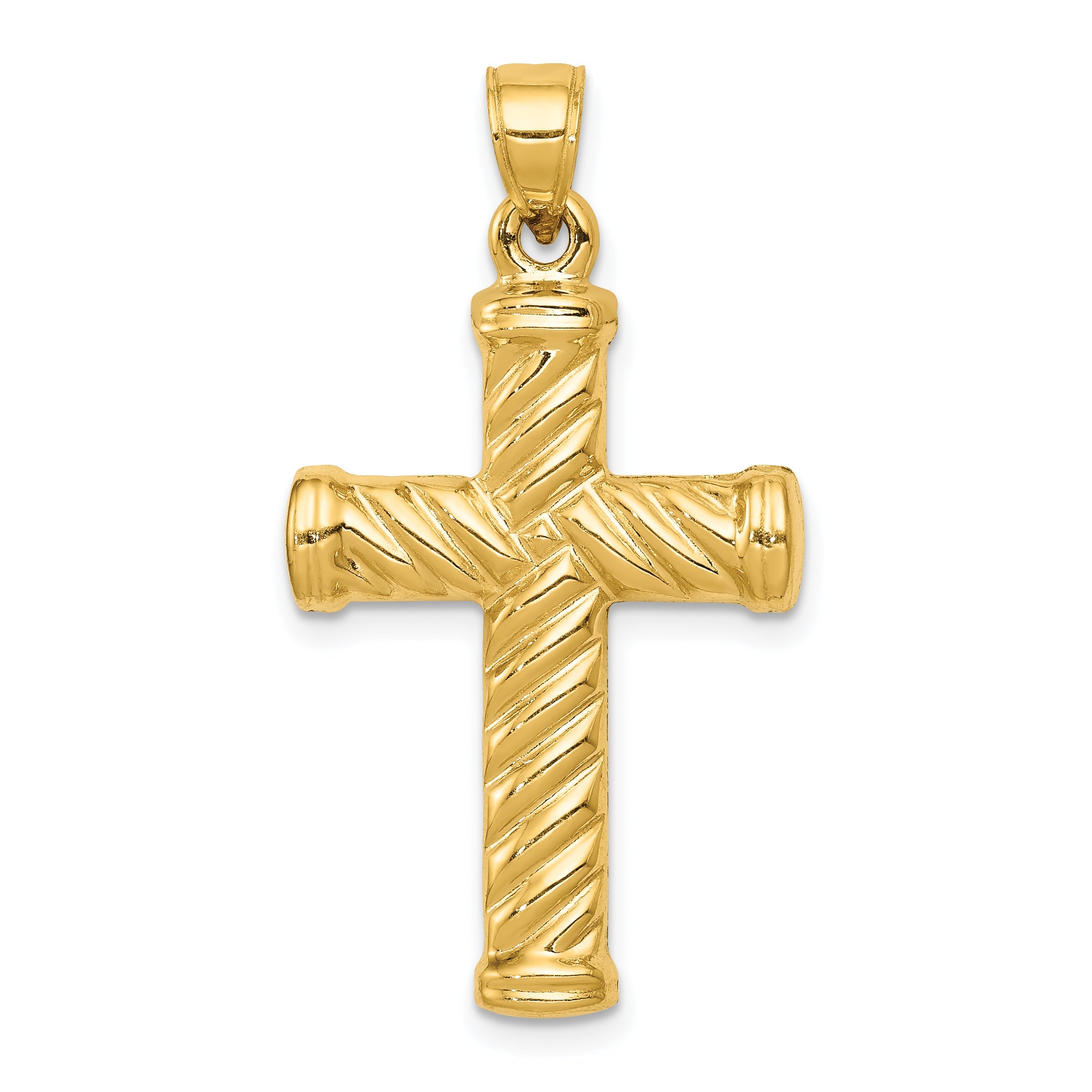 14K Yellow Gold Reversible Diamond-Cut Cross Pendant
